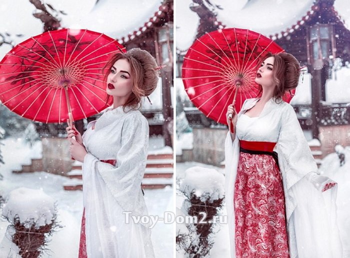 Фотосессия Алены Водонаевой в образе гейши