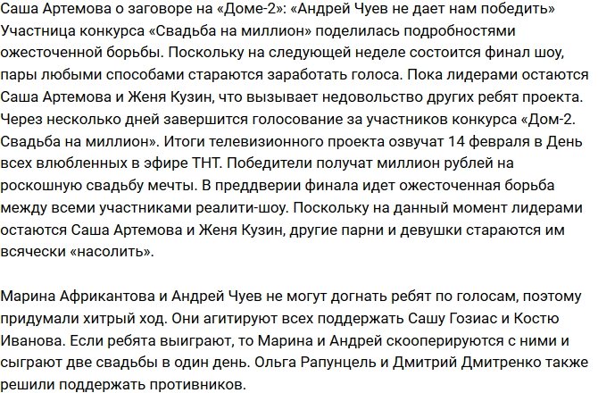 Александра Артемова: Андрей Чуев мешает нашей победе