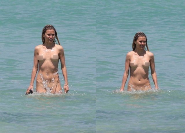 Виктория Боня попалась на пляже в Майми полностью обнаженной