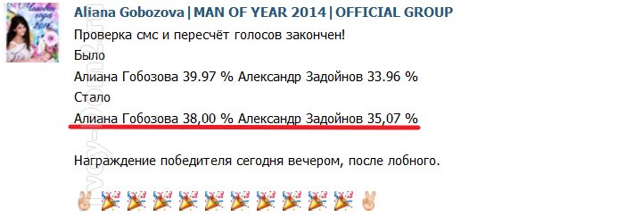 Результаты пересчета голосов в конкурсе «Человек Года»