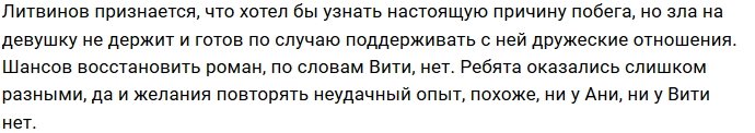 Виктор Литвинов не держит зла на Анну Брянскую
