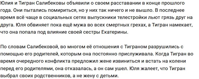 Тигран Салибеков нашёл виновницу в распаде его семьи
