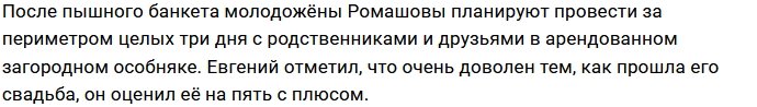 Евгений Ромашов остался доволен свадебным банкетом