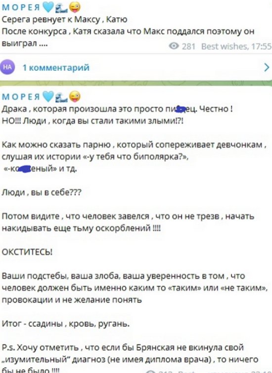 Анна Брянская спровоцировала потасовку, в которой пострадали Адеев и Чистов